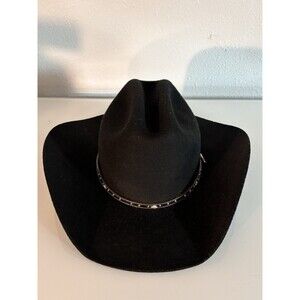 Justin Hats by Milano Black Wool Cowboy Hat Size Small (6 3/4)